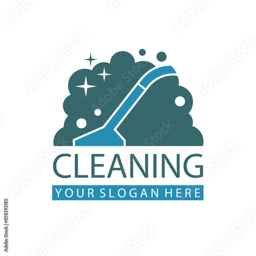 cleaning service design with vacuum cleaner isolated on white background