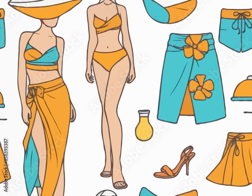 Summer sarong line color icon. Beach clothes sign for web page, mobile app, button, logo
