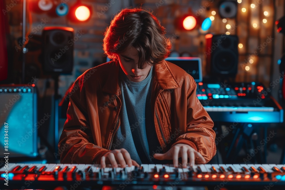 Young Musician Composing in a Studio Young Musician Composing in a Studio