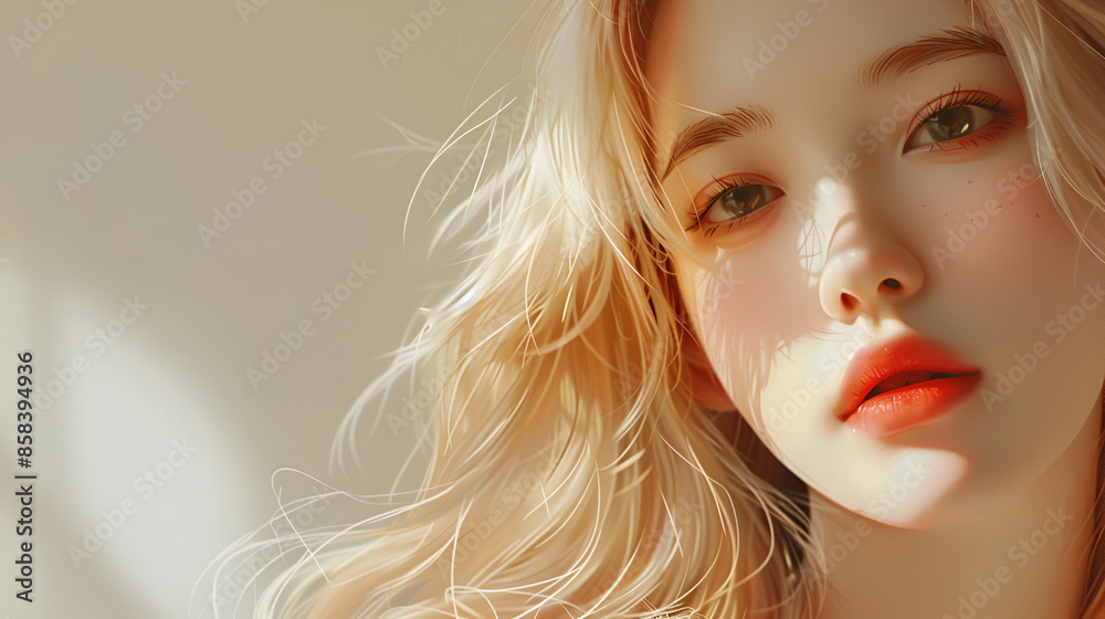 Gold, Blond hair korean young women, Happy