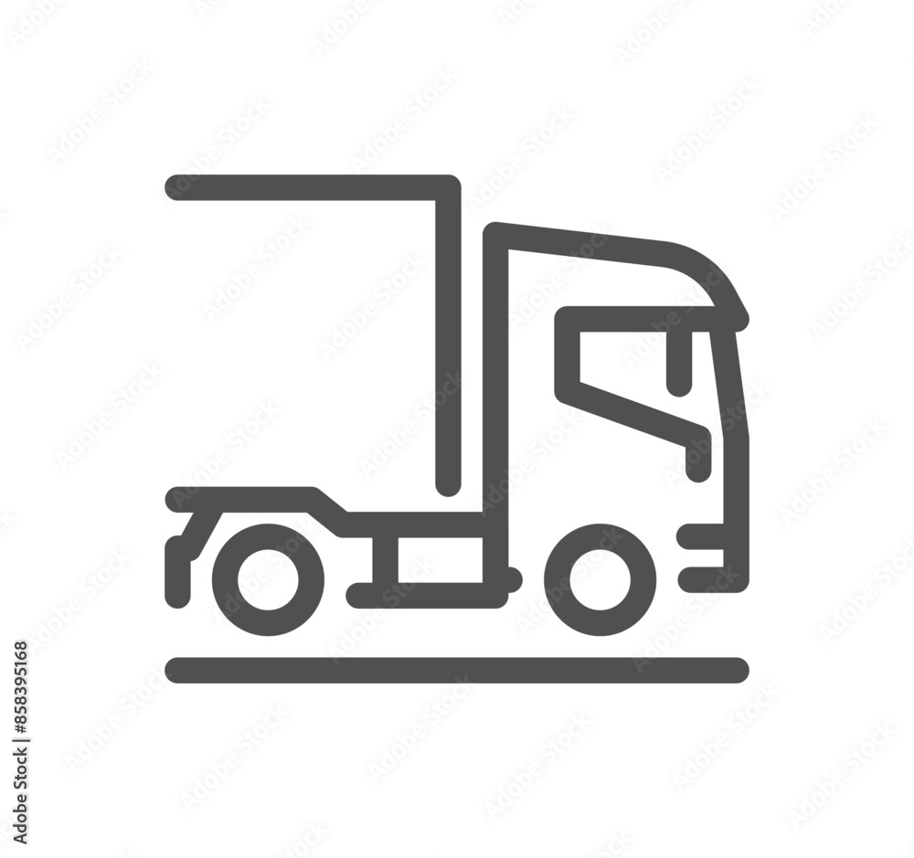 Truck logistics related icon outline and linear vector.
