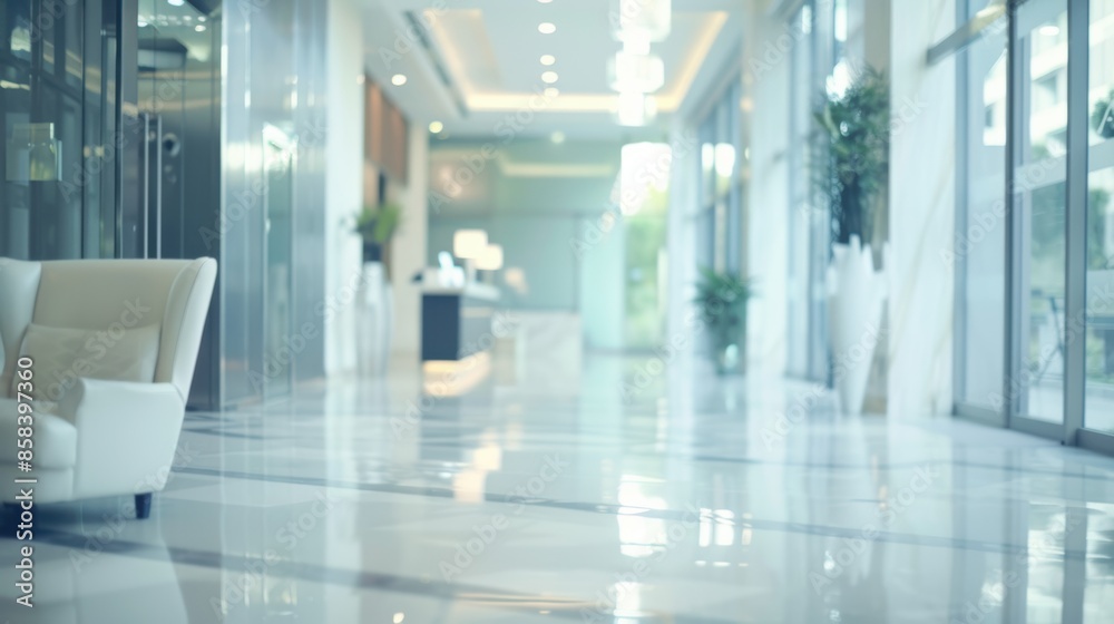 Blurred view of a modern hotel lobby
