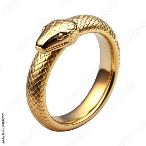 gold ring with snake head transparent background