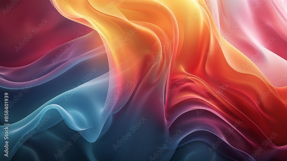 Obraz premium Abstract depiction of flowing colorful silk like waves in vivid hues of red orange blue and pink