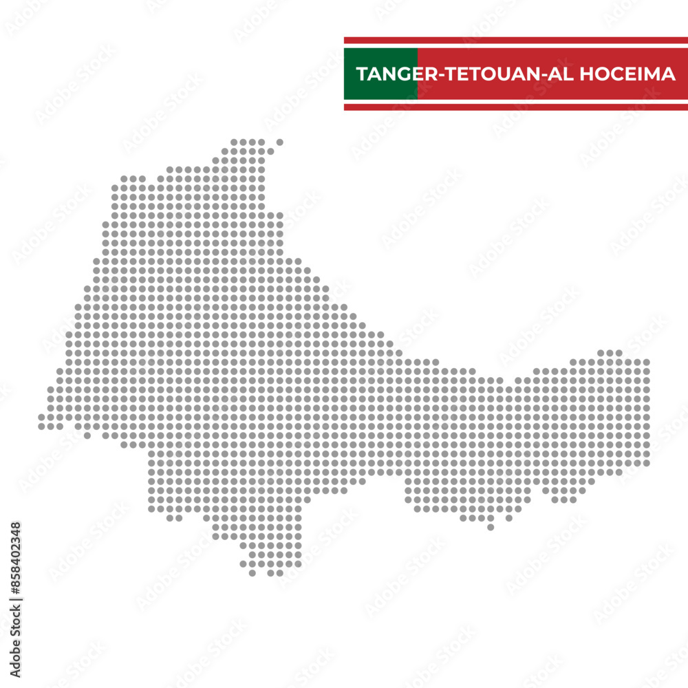 Obraz premium Dotted map of Tanger-Tetouan-Al Hoceima Region in Morocco