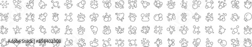 Bundle of Line Icons of Bubbles and Foam. Suitable for books, stores, shops. Editable stroke in minimalistic outline style. Symbol for design