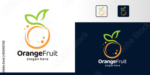 Orange fruit logo design. Orange fruit with abstract line style design symbol graphic icon vector