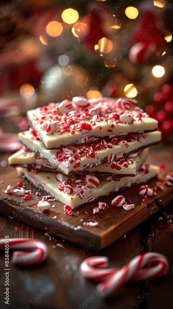 Pile of candy canes on a wooden board, sugar food, Christmas holiday background Pile of candy canes on a wooden board, sugar food, Christmas holiday background