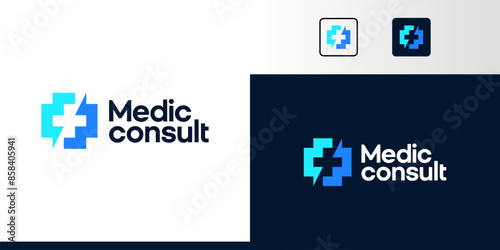 Medic consult Logo Design. Cross logo with chat bubble design graphic symbol icon vector