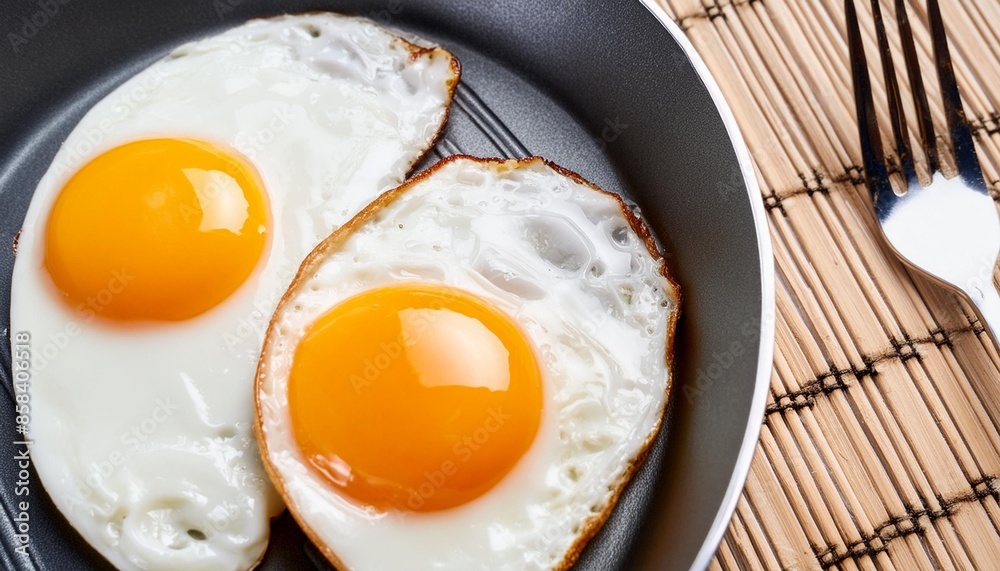 Two fried eggs for healthy breakfast . Two fried eggs for healthy breakfast .