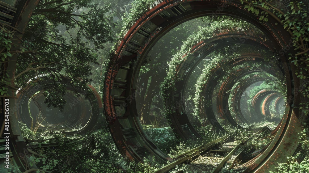 Obraz premium Subterranean tunnel complex with hyper-realistic textures and lighting