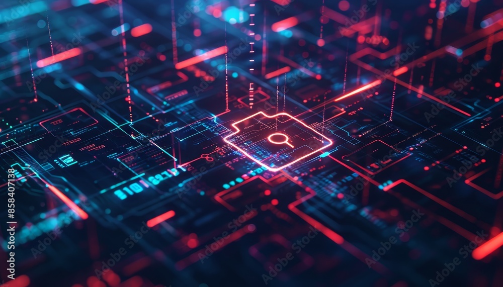 A computer chip with a red square on it by AI generated image A computer chip with a red square on it by AI generated image