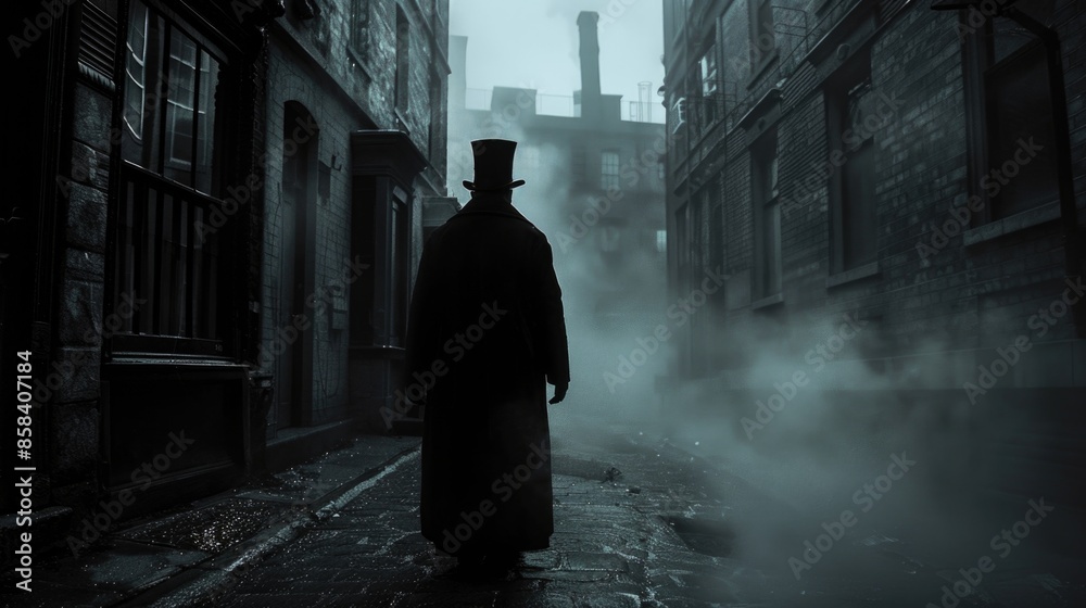 A man wearing a top hat walks along a city street, possibly going to or from an event A man wearing a top hat walks along a city street, possibly going to or from an event