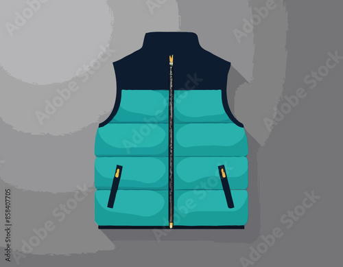 Down Vest Fashion Vector Template Sleeveless Puffer Jacket Mockup 