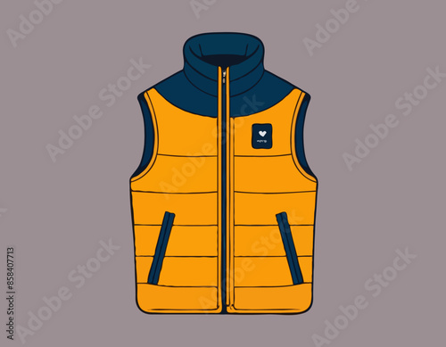 Down Vest Fashion Vector Template Sleeveless Puffer Jacket Mockup 
