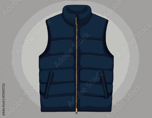 Down Vest Fashion Vector Template Sleeveless Puffer Jacket Mockup 