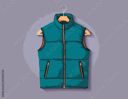 Down Vest Fashion Vector Template Sleeveless Puffer Jacket Mockup 
