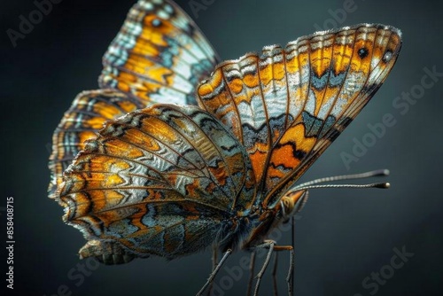 Closeup of a Colorful Butterfly with Intricate Wing Patterns