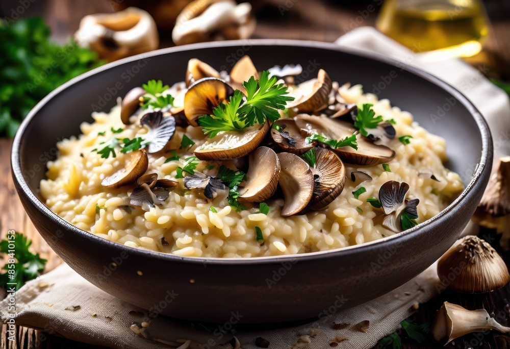 deliciously fresh risotto served bowl savory ingredients, food, meal, dish, italian, cuisine, creamy, rice, flavorful, lunch, dinner, homemade, comfort deliciously fresh risotto served bowl savory ingredients, food, meal, dish, italian, cuisine, creamy, rice, flavorful, lunch, dinner, homemade, comfort
