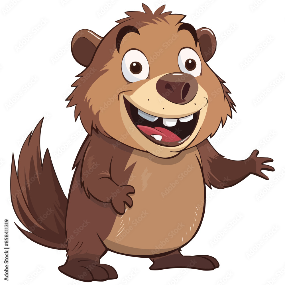 Fototapeta premium a happy Beaver cartoon character on white background