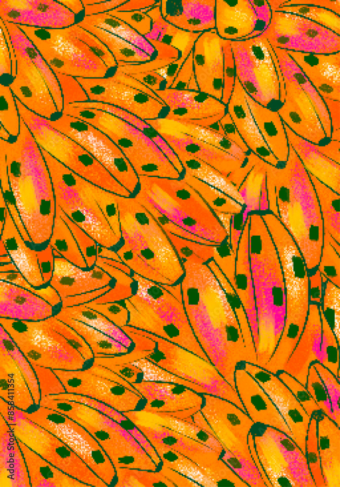 BANANA TROPICAL, fundo, verão, brasil, fruta, oferta, estampa, textura, papel de parede, ilustração, cartão, banner, etiqueta, capa, anúncio, laranja, ornamento, natureza, nutritivo, saudável, dieta