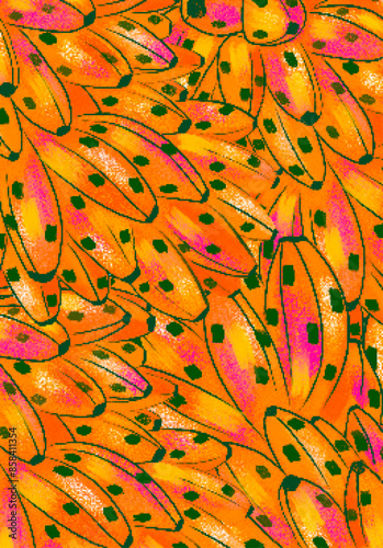 BANANA TROPICAL, fundo, verão, brasil, fruta, oferta, estampa, textura, papel de parede, ilustração, cartão, banner, etiqueta, capa, anúncio, laranja, ornamento, natureza, nutritivo, saudável, dieta