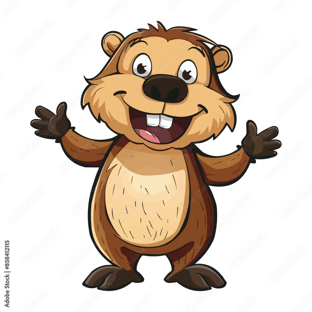 Fototapeta premium a happy Beaver cartoon character on white background