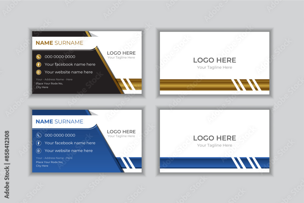 Modern business card layout with abstract shape. Modern business card layout with abstract shape.