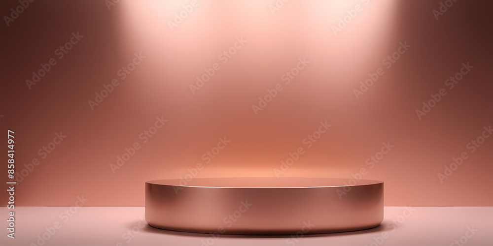 Luxury 3D Rose Gold Metallic Circular Podium. realistic stage for product display presentation background. Luxury 3D Rose Gold Metallic Circular Podium. realistic stage for product display presentation background.