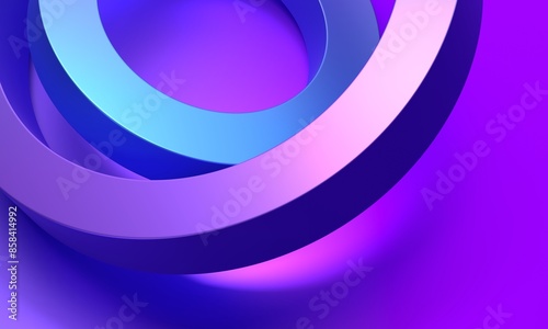 Abstract blue and purple colored rings, 3d render