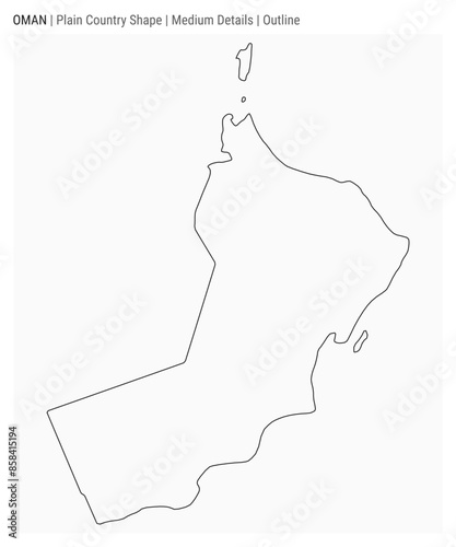 Oman plain country map. Medium details. Outline style. Shape of Oman. Vector illustration.