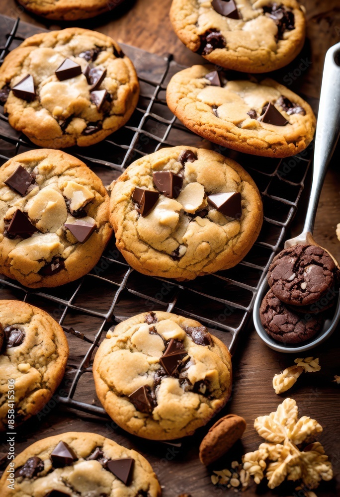 delicious freshly baked cookies melting chocolate chips top, dessert, sweet, homemade, pastry, snack, treat, gourmet, indulgent, sugary, yummy, mouthwatering delicious freshly baked cookies melting chocolate chips top, dessert, sweet, homemade, pastry, snack, treat, gourmet, indulgent, sugary, yummy, mouthwatering