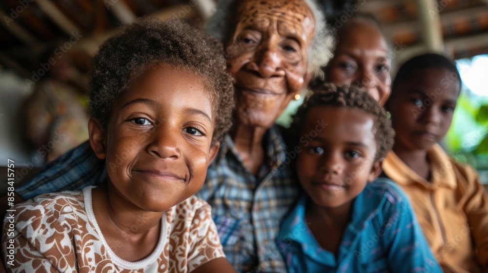 Family with members of all ages, happiness