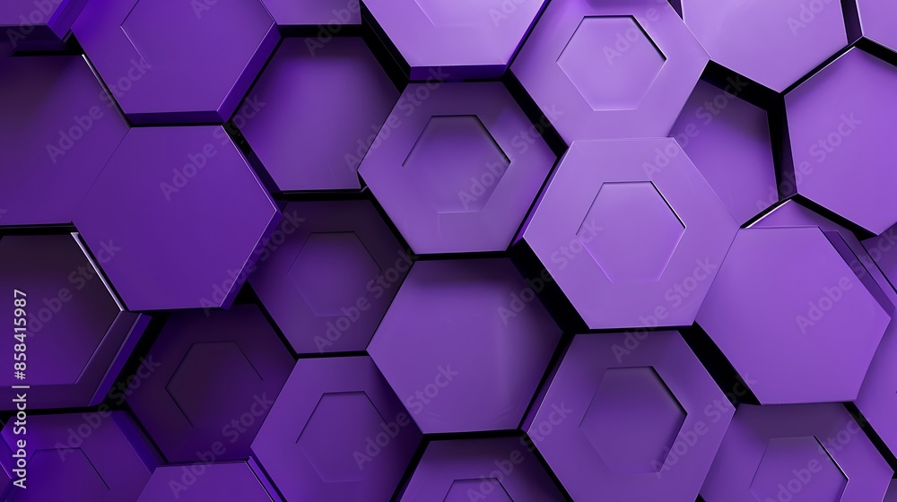 A captivating geometric design of overlapping hexagons in shades of purple A captivating geometric design of overlapping hexagons in shades of purple
