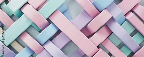 A captivating geometric arrangement of interlocking diamond shapes in pastel colors
