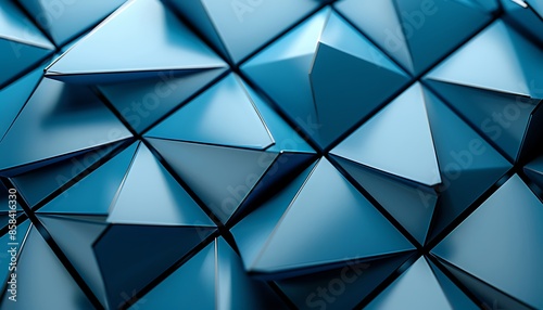 A captivating geometric arrangement of interlocking triangles in cool shades