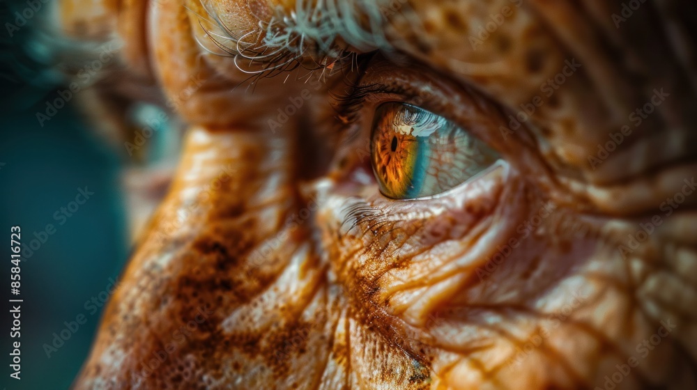 A macro shot of aging skin under natural light, capturing the intricate details of wrinkles, fine lines, and age spots. A macro shot of aging skin under natural light, capturing the intricate details of wrinkles, fine lines, and age spots.
