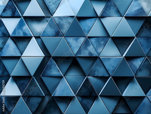 A captivating geometric arrangement of interlocking triangles in cool shades