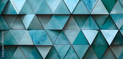 A captivating geometric arrangement of interlocking triangles in cool shades