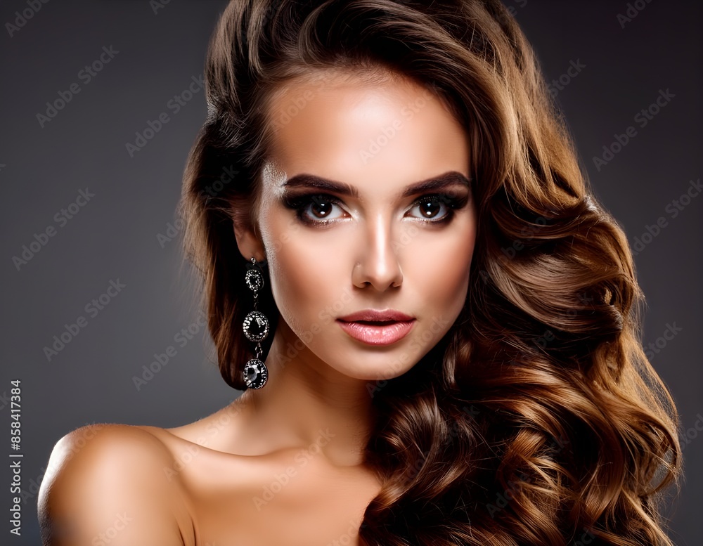 Close up a woman with a gold makeup on her face Close up a woman with a gold makeup on her face
