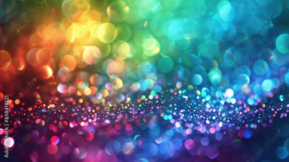 Naklejka premium Abstract holographic bokeh lights in rainbow colors