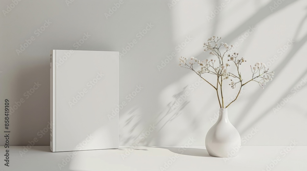 Simplicity and Beauty: White-Cover Book and Vase on a Minimalist Table Simplicity and Beauty: White-Cover Book and Vase on a Minimalist Table