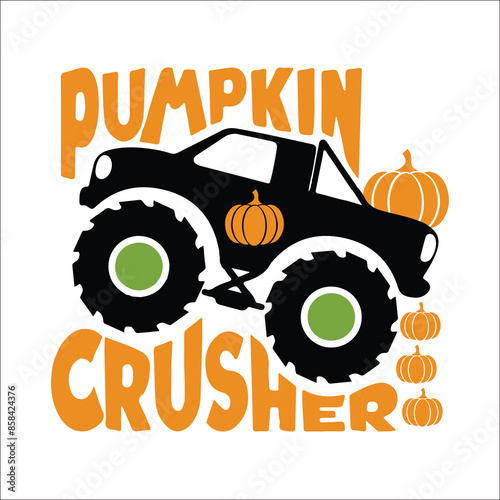 Pumpkin Crusher SVG, Monster Truck SVG Design