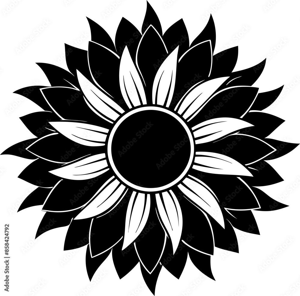Silhouette sunflower on a white background free vector art Silhouette sunflower on a white background free vector art