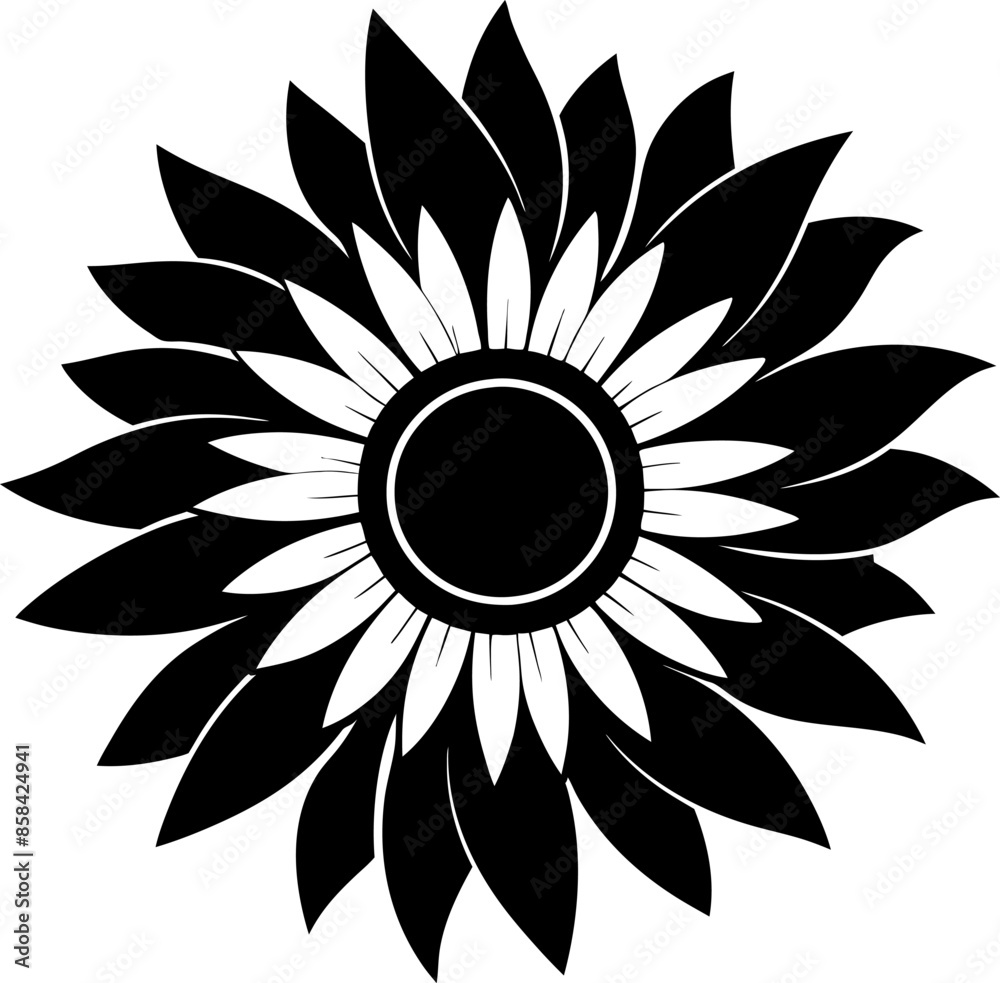 A Silhouette sunflower on a white background vector illustration