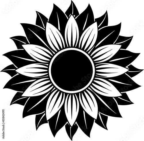 A Silhouette sunflower on a white background vector illustration