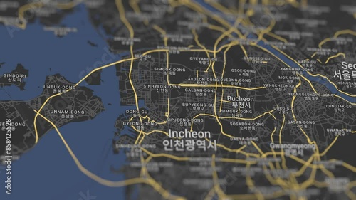 Incheon Map South Korea, Slider Shot
