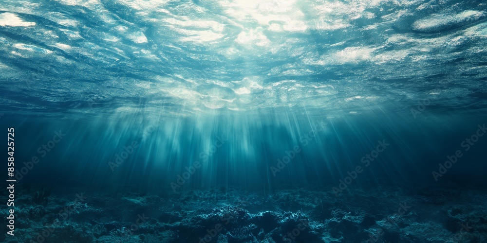 An evocative image of ocean layers showcasing sunlight streaming through water depths, capturing the essence of serene aquatic beauty and the mysteries beneath the surface. An evocative image of ocean layers showcasing sunlight streaming through water depths, capturing the essence of serene aquatic beauty and the mysteries beneath the surface.