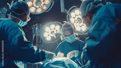 Surgeons performing a surgical procedure in a sterile, well-equipped operating room