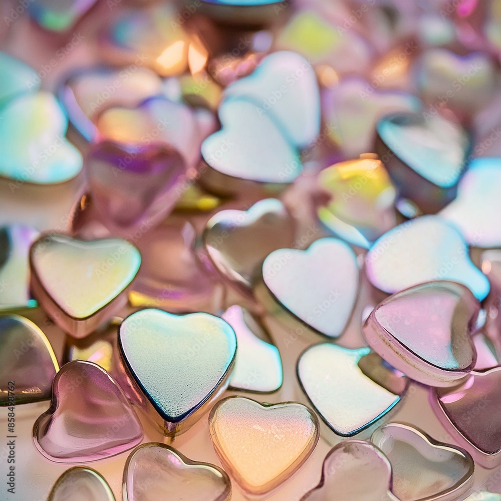 blurred heart shaped holographic bokeh lights background blurred heart shaped holographic bokeh lights background